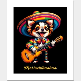 Mariachihuahua Funny Mariachi Chihuahua Traditional Guitar player Sombrero Posters and Art